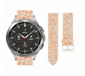 Strap-it Bracelet cuir pailleté Samsung Galaxy Watch 4 Classic 46mm (or rose)