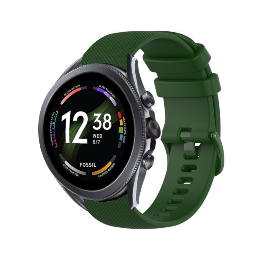 Strap-it Strap-it Bracelet silicone luxe Fossil Gen 6 44mm (vert armée)