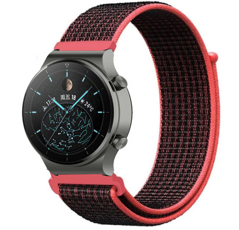 Strap-it Strap-it Bracelet nylon Huawei Watch GT 2 Pro (noir/rouge)