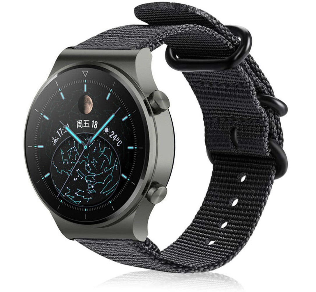 Strap-it Strap-it Bracelet nylon boucle Huawei Watch GT 2 Pro (noir)