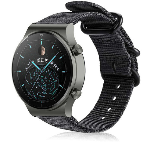 Strap-it Strap-it Bracelet nylon boucle Huawei Watch GT 2 Pro (noir)