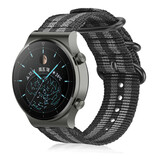 Strap-it Bracelet nylon boucle Huawei Watch GT 2 Pro (noir/gris)