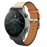 Strap-it Bracelet cuir Huawei Watch GT 2 Pro (blanc/bleu foncé)