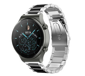 Strap-it Bracelet acier Huawei Watch GT 2 Pro (argent/noir) Strap-it Bracelet acier Huawei Watch GT 2 Pro (argent/noir)