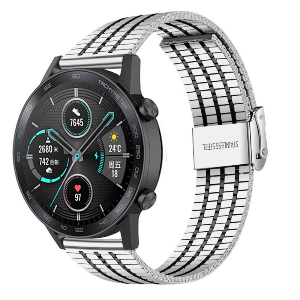 Strap-it Strap-it Bracelet acier inoxydable Honor Magic Watch 2 (argent/noir) Strap-it Strap-it Bracelet acier inoxydable Honor Magic Watch 2 (argent/noir)