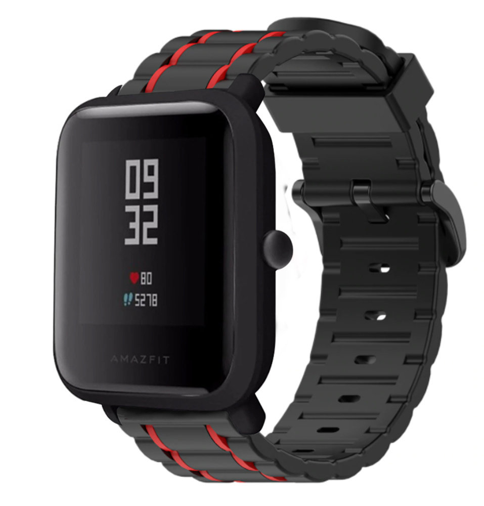 Strap-it Strap-it Bracelet sport boucle Xiaomi Amazfit Bip (noir/rouge)