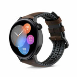 Strap-it Bracelet silicone / cuir Huawei Watch GT 3 42mm (noir/marron)