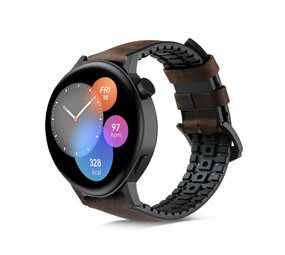 Strap-it Bracelet silicone / cuir Huawei Watch GT 3 42mm (noir/marron)