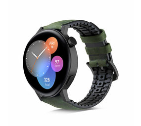 Strap-it Bracelet silicone / cuir Huawei Watch GT 3 42mm (noir/vert)