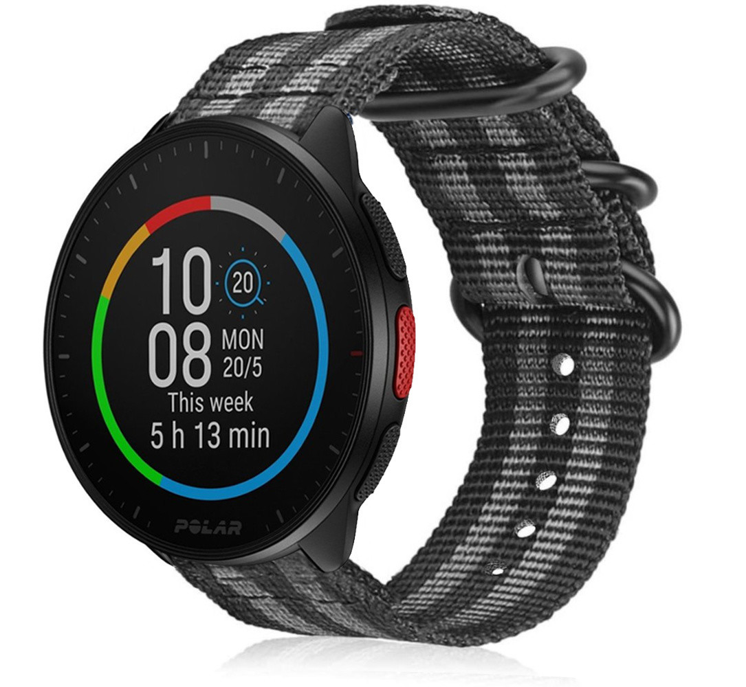 Strap-it Strap-it Bracelet nylon boucle Polar Pacer (noir/gris)