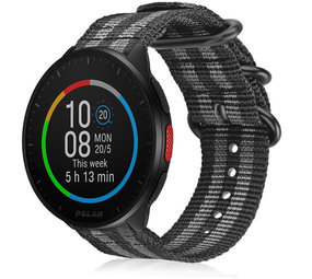 Strap-it Bracelet nylon boucle Polar Pacer (noir/gris)