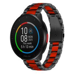 Strap-it Bracelet acier Polar Pacer (noir/rouge)