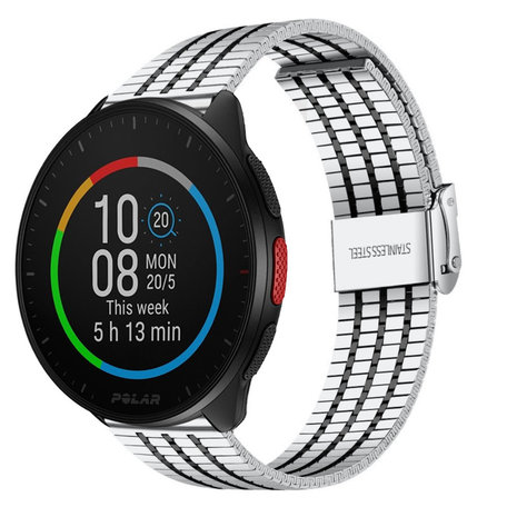 Strap-it Strap-it Bracelet acier inoxydable Polar Pacer (argent/noir)