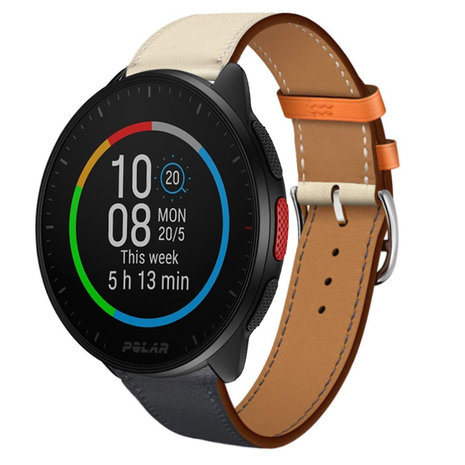 Strap-it Strap-it Bracelet cuir Polar Pacer (blanc/bleu foncé)