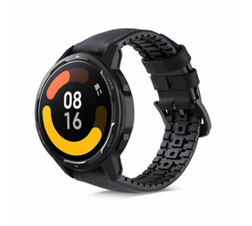 Strap-it Bracelet silicone/cuir Xiaomi Watch S1 (noir)