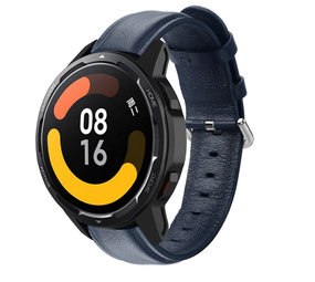 Strap-it Bracelet cuir Xiaomi Watch S1 (bleu foncé)