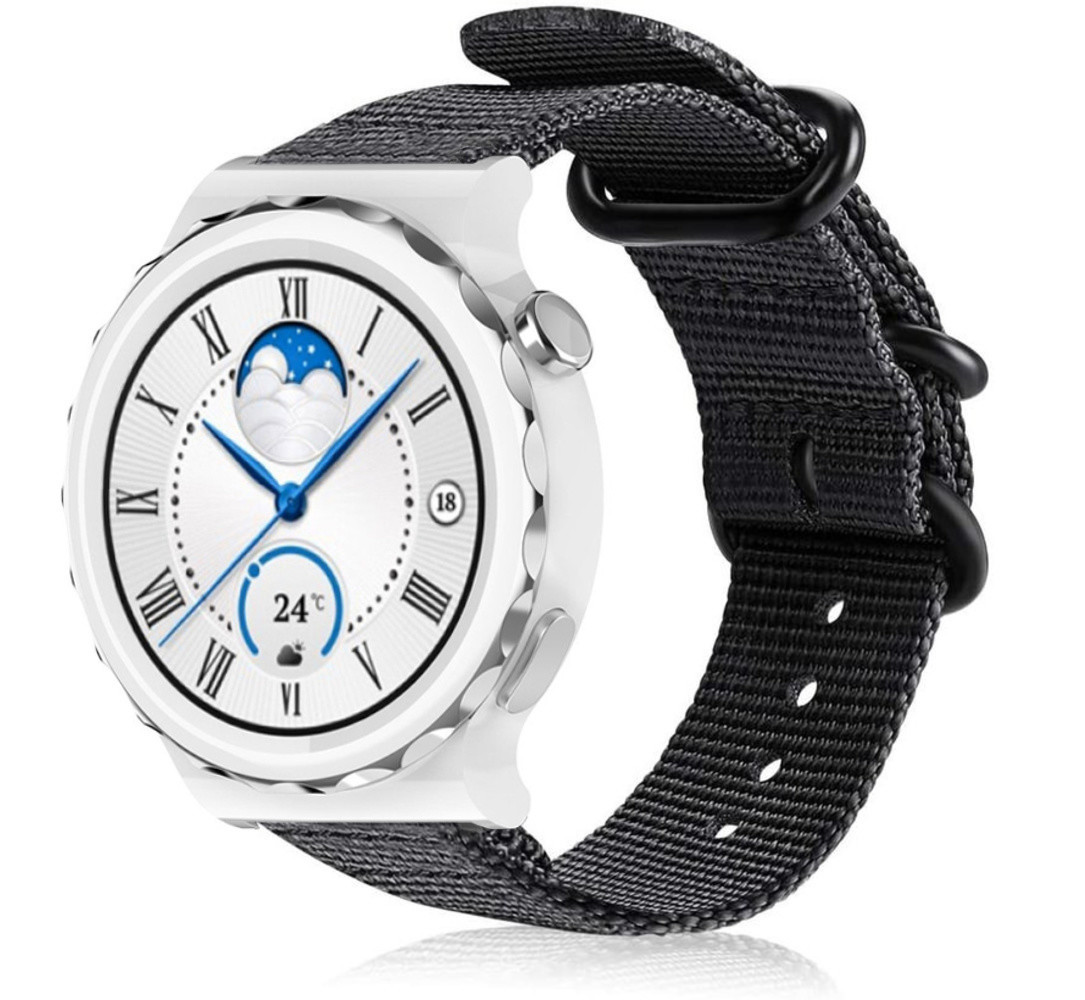 Strap-it Strap-it Bracelet nylon boucle Huawei Watch GT 3 Pro 43mm (noire)