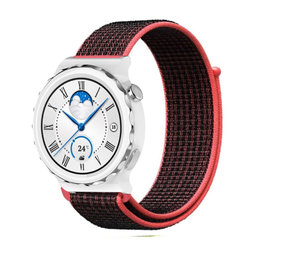 Strap-it Bracelet nylon Huawei Watch GT 3 Pro 43mm (noir/rouge)