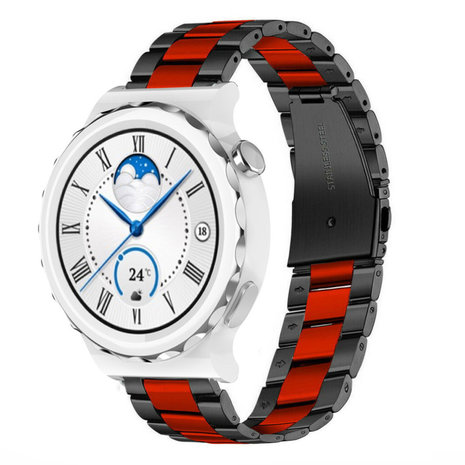 Strap-it Strap-it Bracelet acier Huawei Watch GT 3 Pro 43mm (noir/rouge)