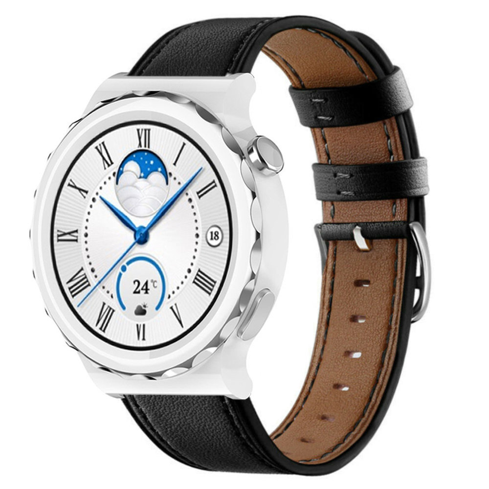 Strap-it Strap-it Bracelet cuir Huawei Watch GT 3 Pro 43mm (noir élégant)