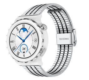 Strap-it Bracelet acier luxe Huawei Watch GT 3 Pro 43mm (noir-argent)