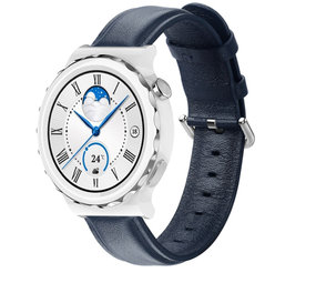 Strap-it Bracelet cuir Huawei Watch GT 3 Pro 43mm (bleu foncé)