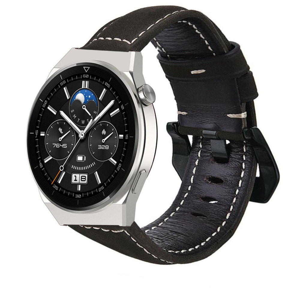 Strap-it Strap-it Bracelet cuir Huawei Watch GT 3 Pro 46mm (noir)