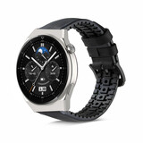 Strap-it Bracelet silicone/cuir Huawei Watch GT 3 Pro 46mm (noir)