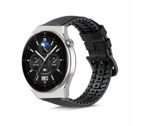 Strap-it Bracelet silicone/cuir Huawei Watch GT 3 Pro 46mm (noir)