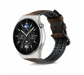 Strap-it Bracelet silicone/cuir Huawei Watch GT 3 Pro 46mm (marron)