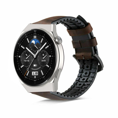 Strap-it Strap-it Bracelet silicone/cuir Huawei Watch GT 3 Pro 46mm (marron)