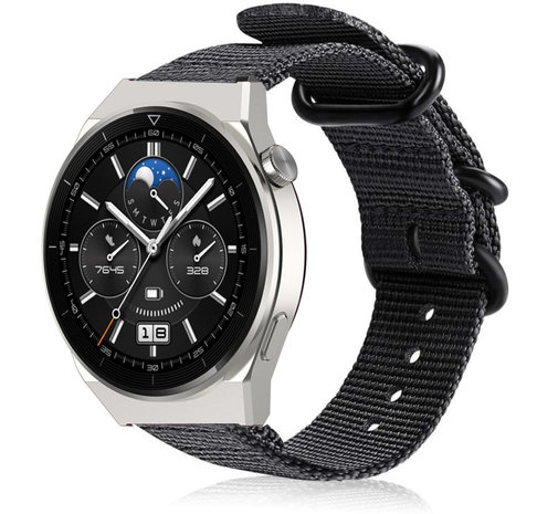 Strap-it Strap-it Bracelet nylon boucle Huawei Watch GT 3 Pro 46mm (noir)