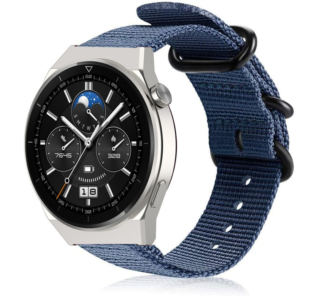 Strap-it Strap-it Bracelet nylon boucle Huawei Watch GT 3 Pro 46mm (bleu)
