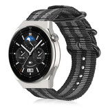 Strap-it Bracelet nylon boucle Huawei Watch GT 3 Pro 46mm (noir/gris)