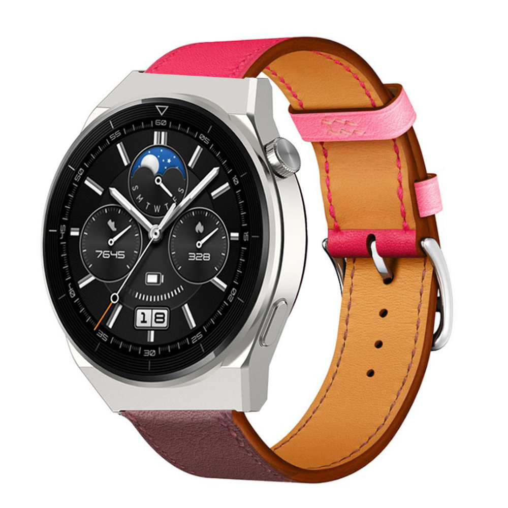 Strap-it Strap-it Bracelet cuir Huawei Watch GT 3 Pro 46mm (rose/rouge marron)