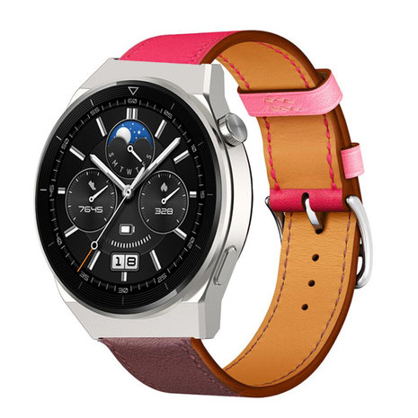 Strap-it Strap-it Bracelet cuir Huawei Watch GT 3 Pro 46mm (rose/rouge marron)