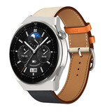 Strap-it Bracelet cuir Huawei Watch GT 3 Pro 46mm (blanc/bleu foncé)