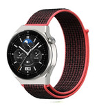 Strap-it Bracelet nylon Huawei Watch GT 3 Pro 46mm (noir/rouge)