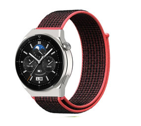 Strap-it Bracelet nylon Huawei Watch GT 3 Pro 46mm (noir/rouge) Strap-it Bracelet nylon Huawei Watch GT 3 Pro 46mm (noir/rouge)