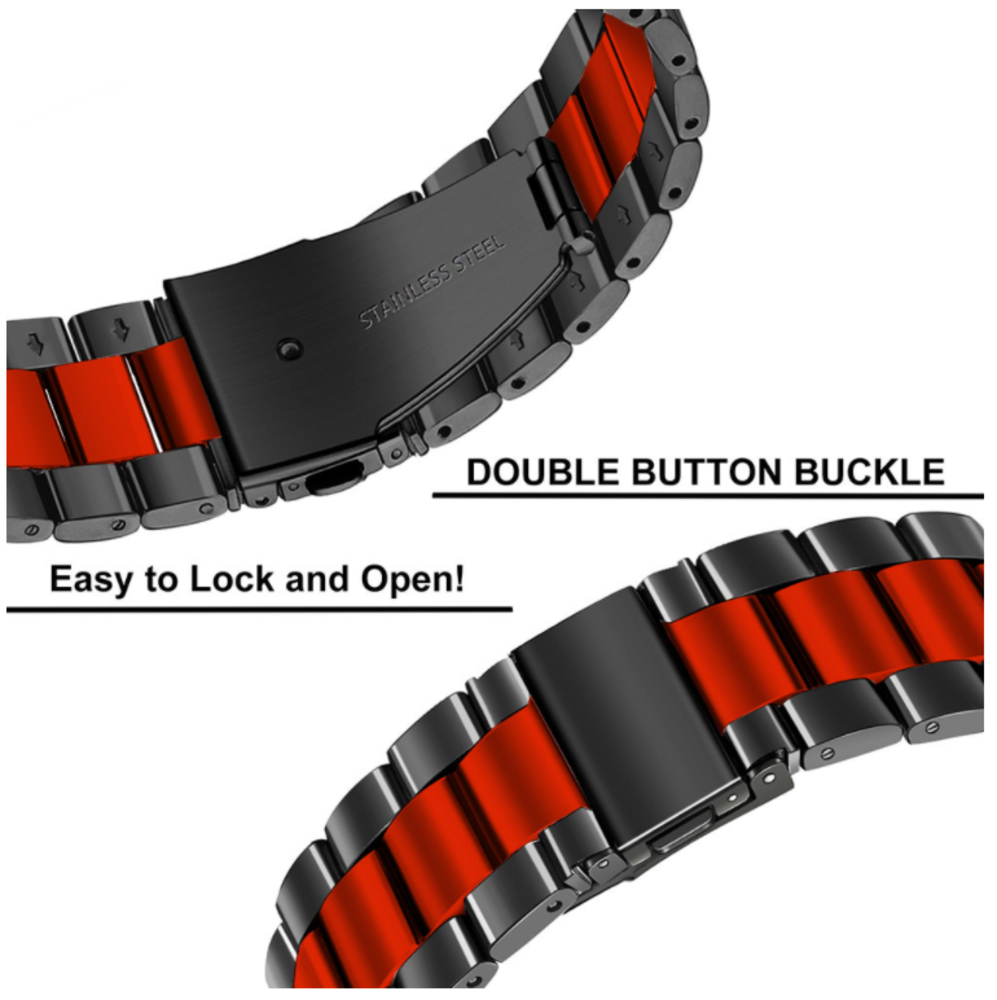 Strap-it Strap-it Bracelet acier Huawei Watch GT 3 Pro 46mm (noir/rouge)