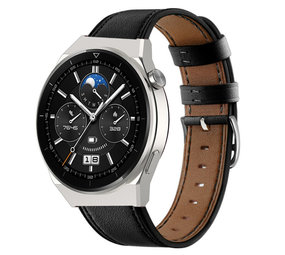 Strap-it Bracelet cuir Huawei Watch GT 3 Pro 46mm (noir élégant)