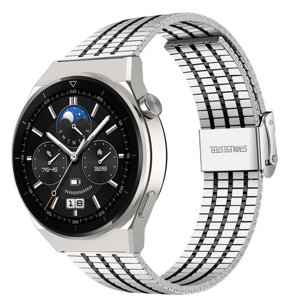 Strap-it Strap-it Bracelet acier luxe Huawei Watch GT 3 Pro 46mm (argent/noir)