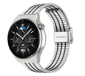 Strap-it Bracelet acier luxe Huawei Watch GT 3 Pro 46mm (argent/noir)