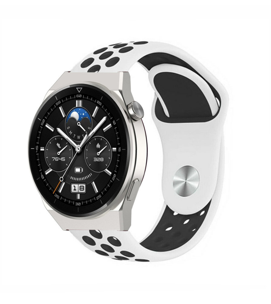 Strap-it Strap-it Bracelet sport Huawei Watch GT 3 Pro 46mm (blanc/noir) Strap-it Strap-it Bracelet sport Huawei Watch GT 3 Pro 46mm (blanc/noir)