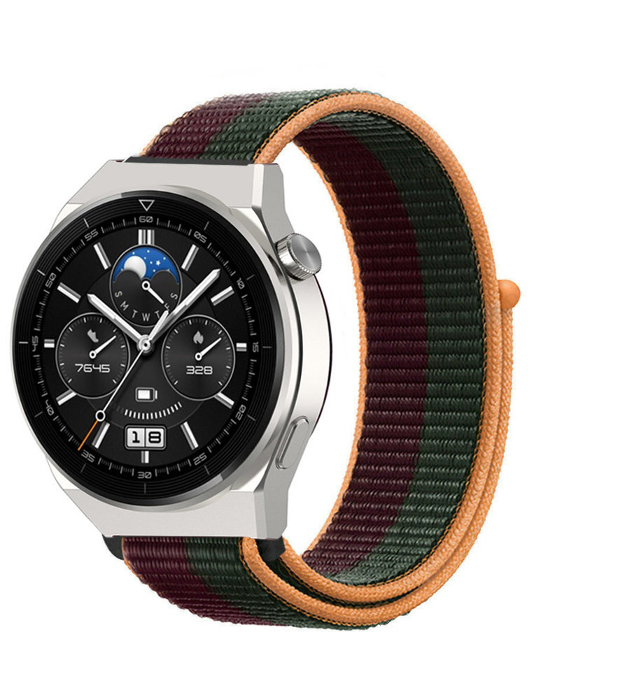 Strap-it Strap-it Bracelet nylon Huawei Watch GT 3 Pro 46mm (noir cerise) Strap-it Strap-it Bracelet nylon Huawei Watch GT 3 Pro 46mm (noir cerise)