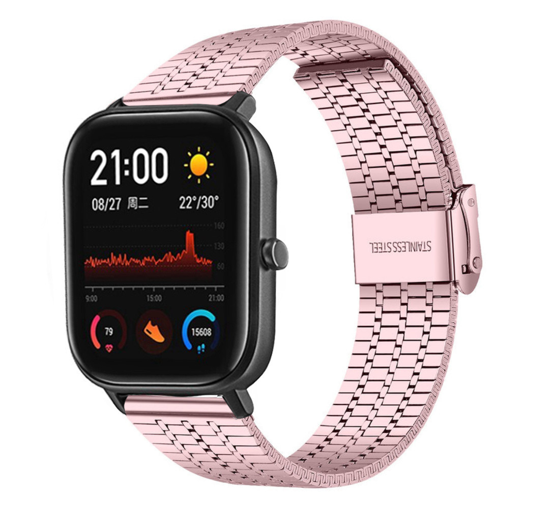 Strap-it Strap-it Bracelet acier luxe Amazfit GTS (rose) Strap-it Strap-it Bracelet acier luxe Amazfit GTS (rose)