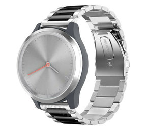 Strap-it Bracelet acier Garmin Vivomove 3s - 39mm - argent/noir Strap-it Bracelet acier Garmin Vivomove 3s - 39mm - argent/noir