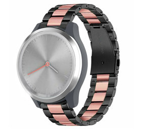 Strap-it Bracelet acier Garmin Vivomove 3s - 39mm - noir/rose Strap-it Bracelet acier Garmin Vivomove 3s - 39mm - noir/rose