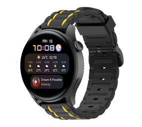 Strap-it Bracelet sport boucle Huawei Watch 3 (Pro) (noir/jaune)