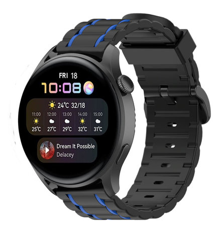 Strap-it Strap-it Bracelet sport boucle Huawei Watch 3 (Pro) (noir/bleu)